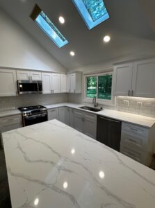 Blair kitchen remodeling of countertops and island.